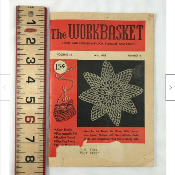 Workbasket Magazine #8 May 1954 Needlecraft Money Makers Knit Crochet History - Picture 1 of 5